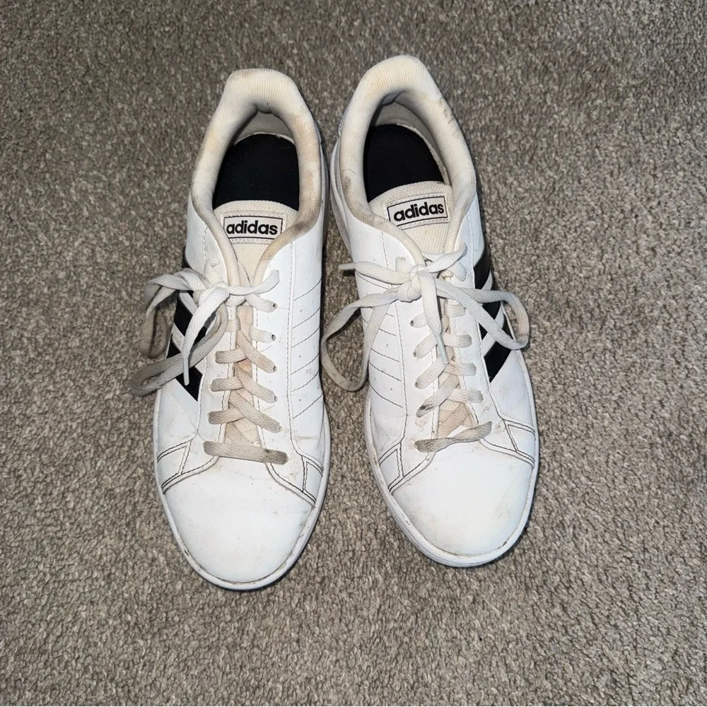 SOLD | Adidas - Grand Court Shoes - White and Black Sneakers - 9 - Picture 3 of 7